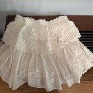 LoveShackFancy Cream Tiered Mini Skirt